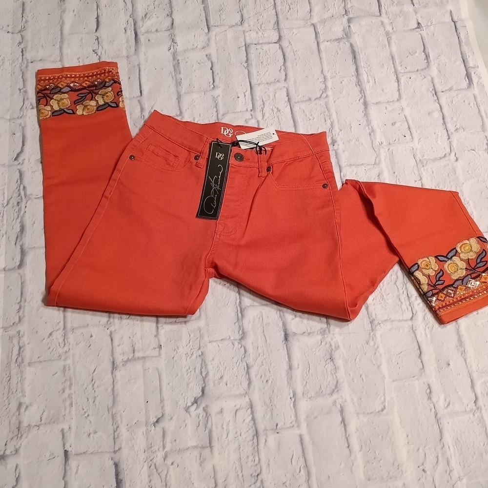 Vibrant Orange Embroidered Pants - Picture 5 of 9